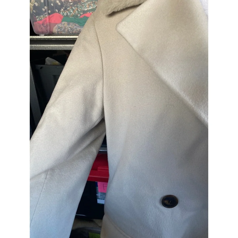 Fleurette Wool Double Breasted Fur Collar Ivory Coat 12 Luxury Designer‎ Winter